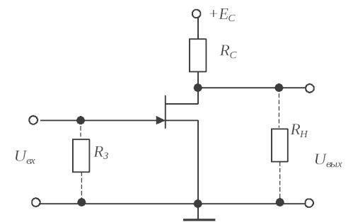 Lauko tranzistoriaus su bendruoju šaltiniu perjungimo schema. 