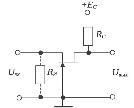 Lauko tranzistoriaus su bendraisiais vartais įjungimo schema. 